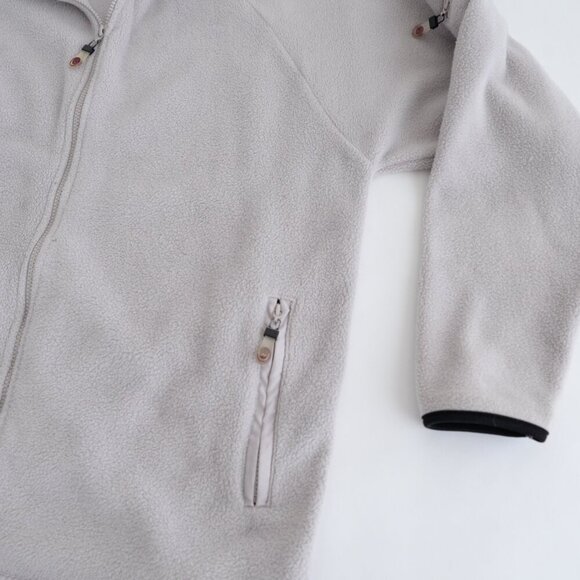 Vintage 90S Nevada Zip Up Arm Zipper Pocket Soft Fleece Taupe Sweater Medium - Picture 7 of 12